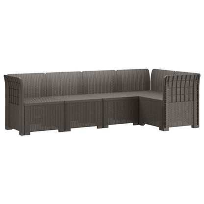 5-Zits Tuin Sofa Rattan Look PP Lichtgrijs