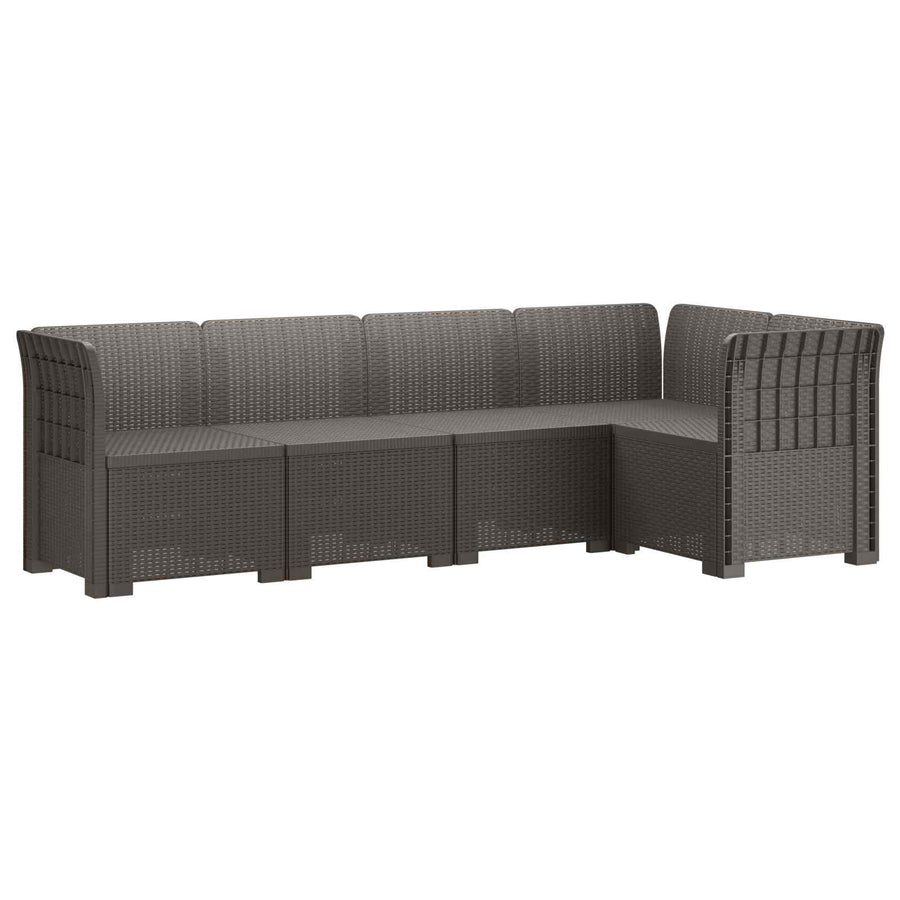 5-Zits Tuin Sofa Rattan Look PP Lichtgrijs