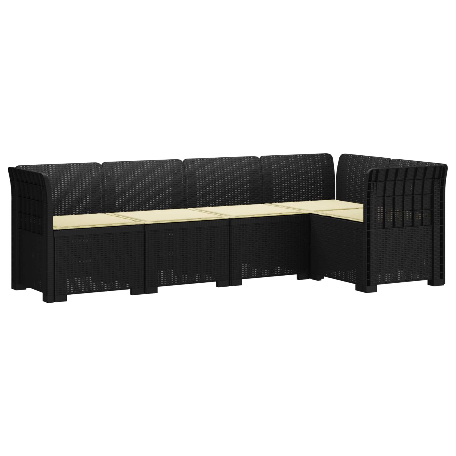 5-Zits Tuin Sofa met Kussens Rattan Look PP Antraciet