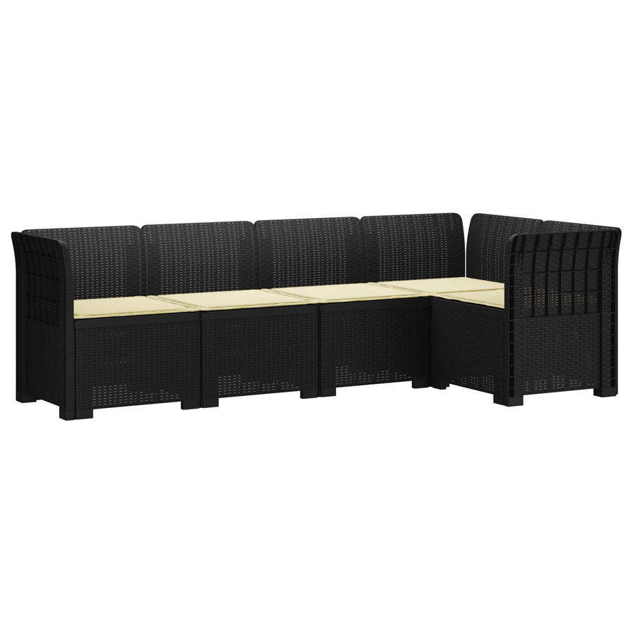 5-Zits Tuin Sofa met Kussens Rattan Look PP Antraciet