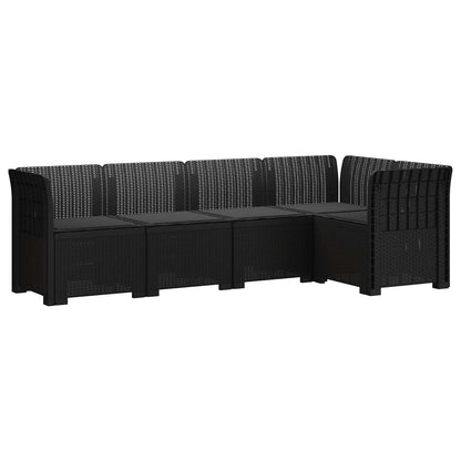 5-Zits Tuin Sofa met Kussens Rattan Look PP Antraciet