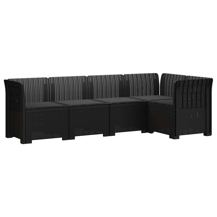 5-Zits Tuin Sofa met Kussens Rattan Look PP Antraciet