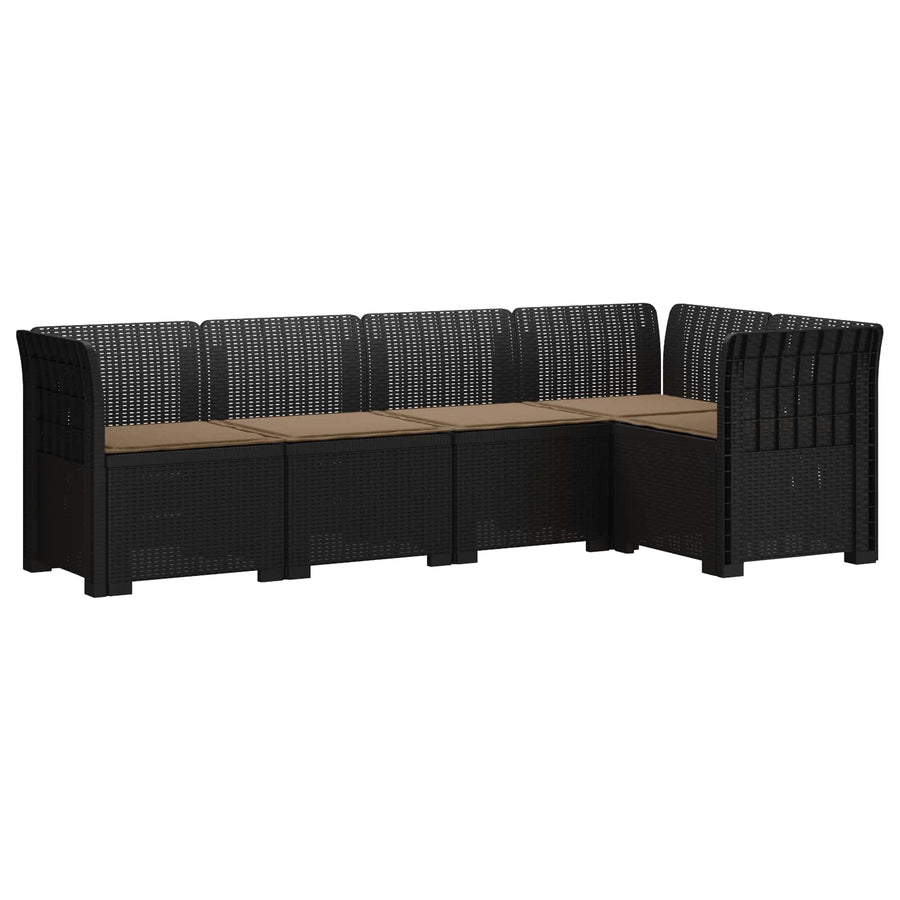 5-Zits Tuin Sofa met Kussens Rattan Look PP Antraciet