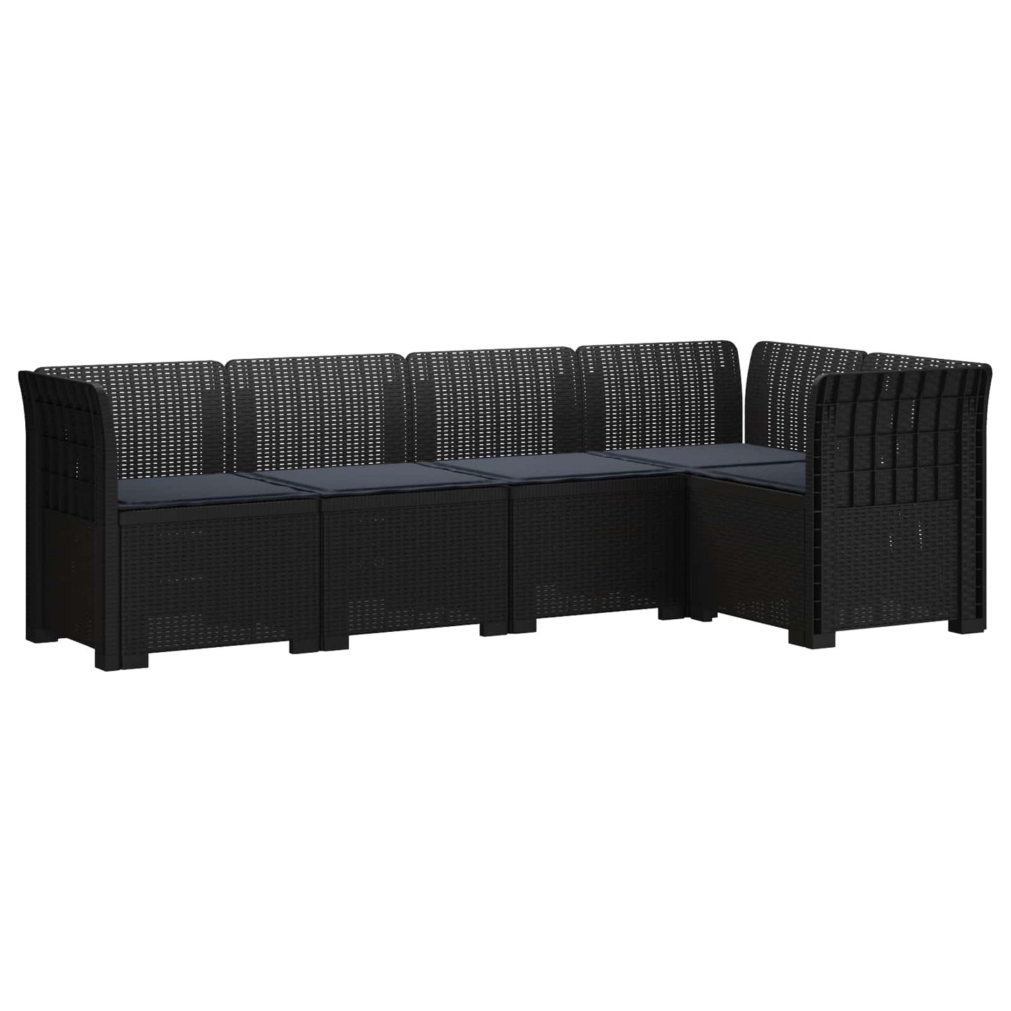 5-Zits Tuin Sofa met Kussens Rattan Look PP Antraciet
