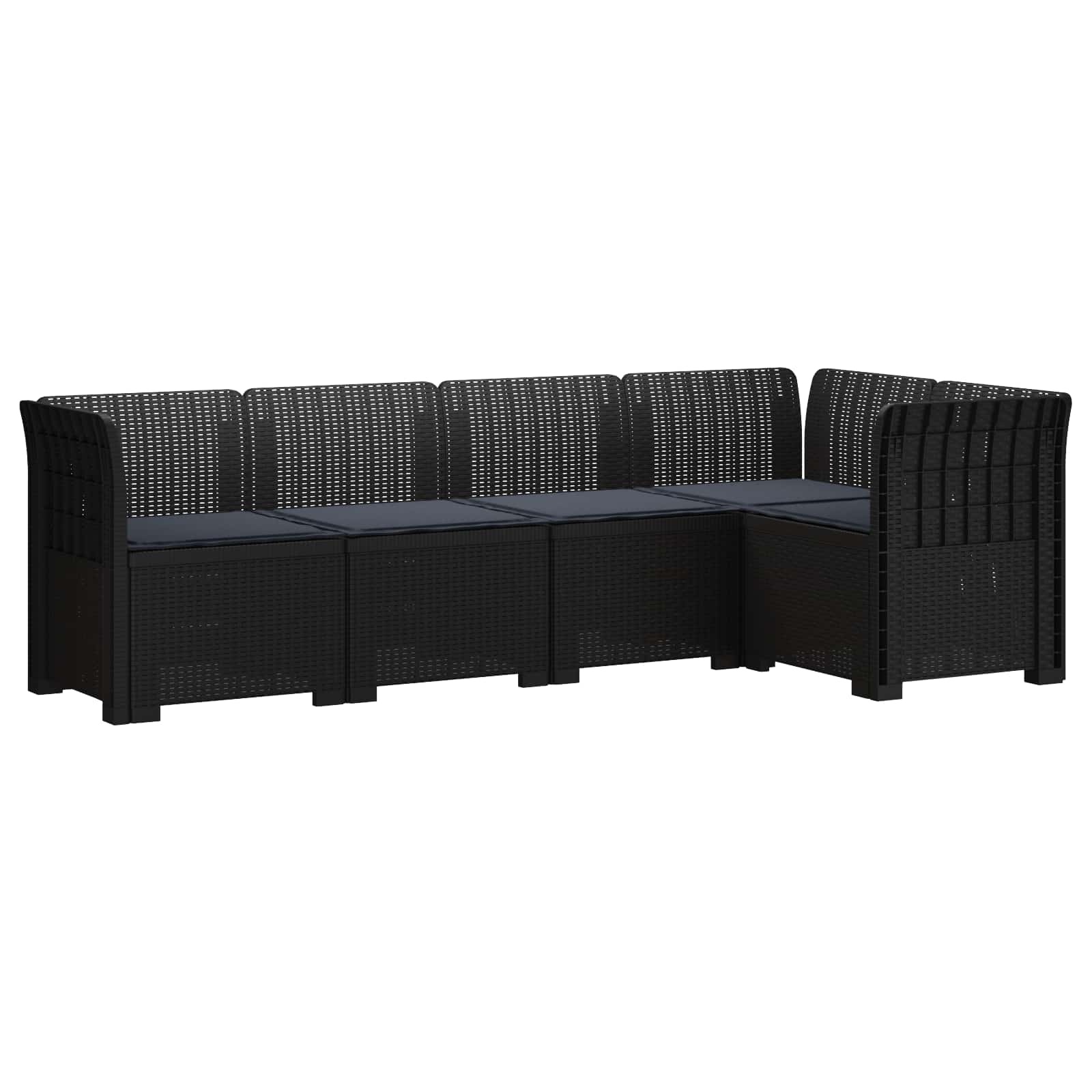 5-Zits Tuin Sofa met Kussens Rattan Look PP Antraciet
