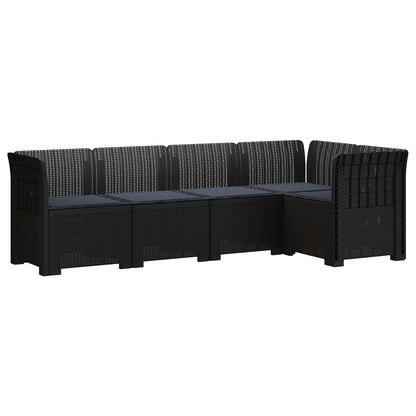 5-Zits Tuin Sofa met Kussens Rattan Look PP Antraciet