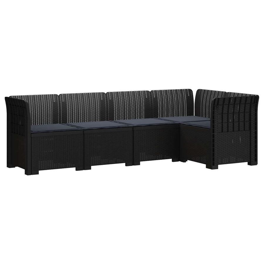 5-Zits Tuin Sofa met Kussens Rattan Look PP Antraciet