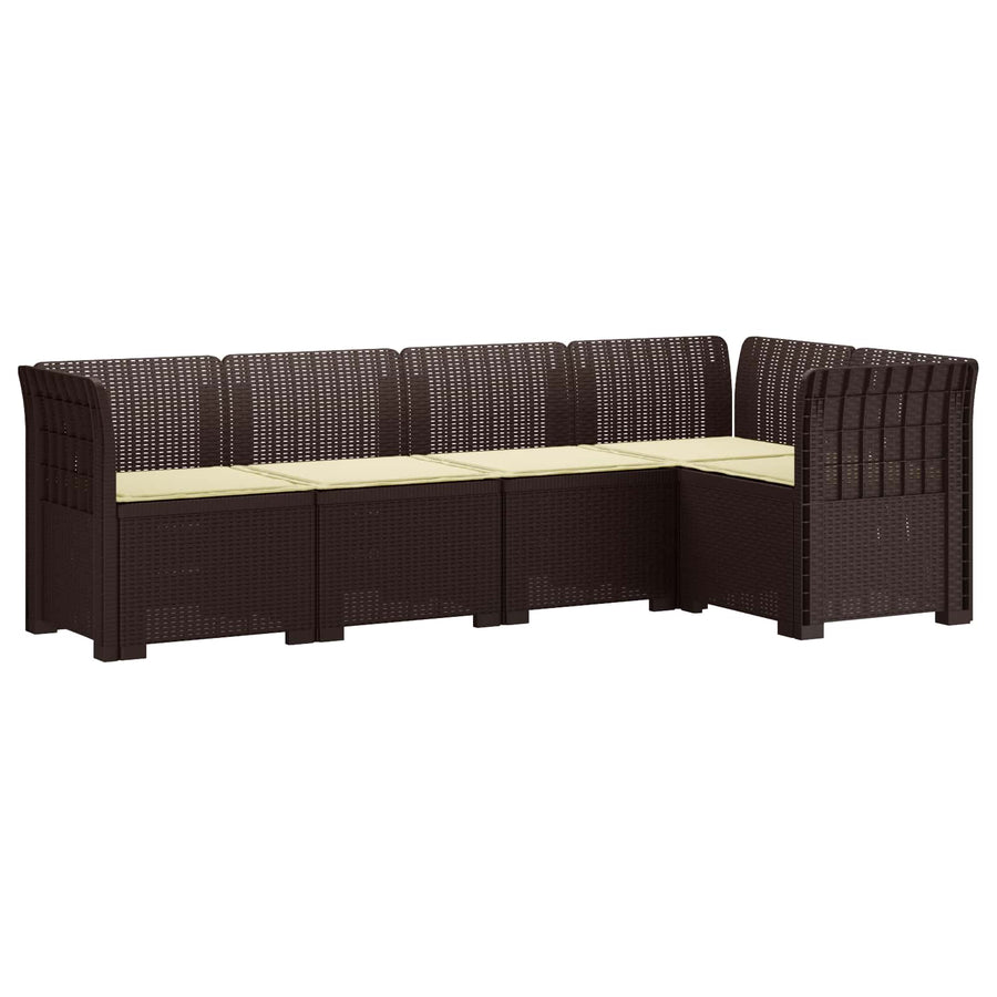 5-Zits Tuin Sofa met Kussens Rattan Look PP Bruin