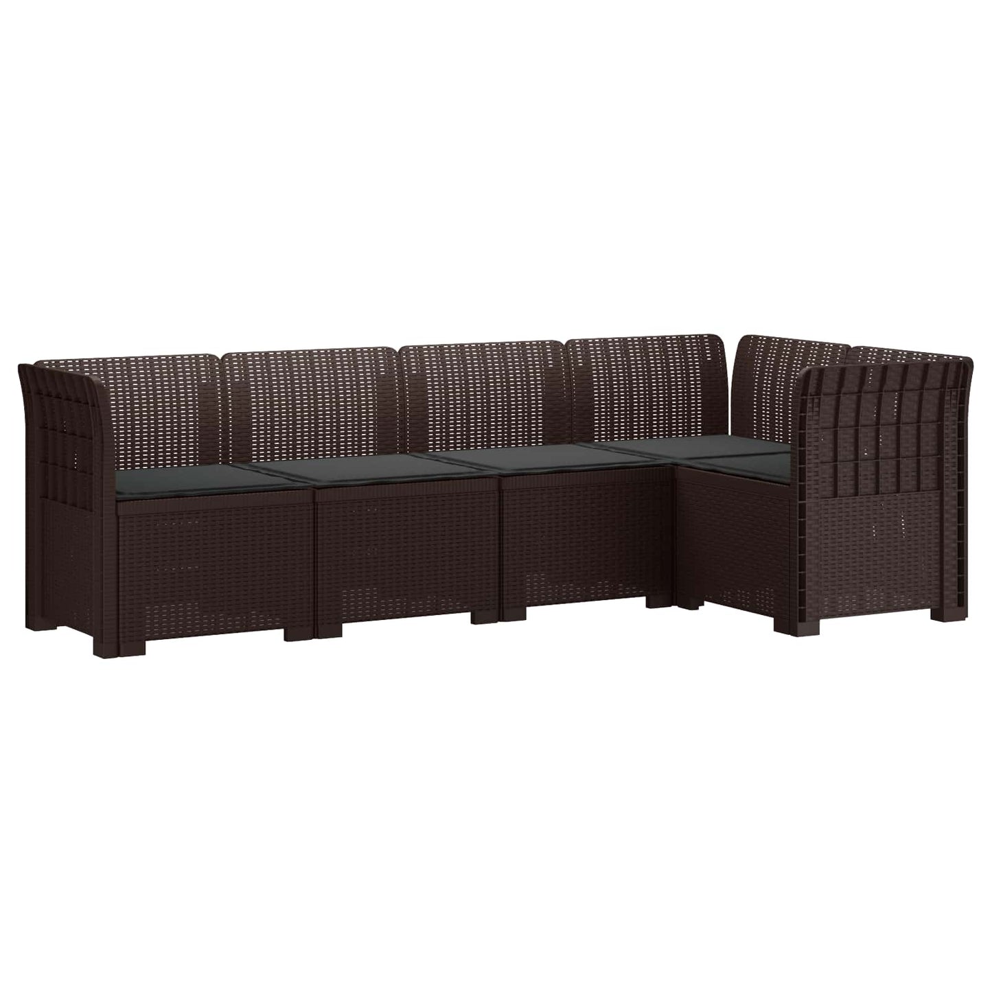 5-Zits Tuin Sofa met Kussens Rattan Look PP Bruin