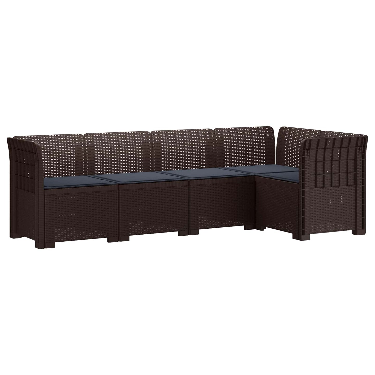 5-Zits Tuin Sofa met Kussens Rattan Look PP Bruin