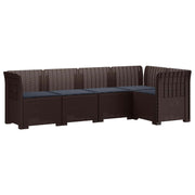Modulaire tuinbank 5-zits bruin met kussens