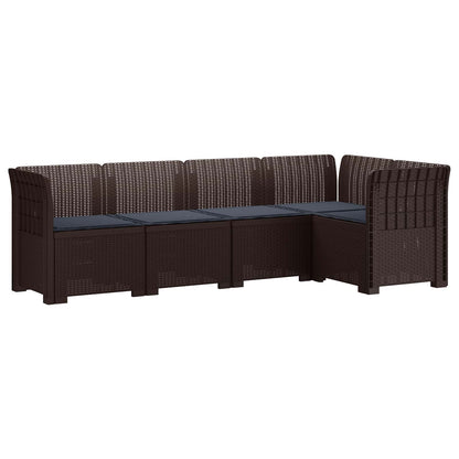 5-Zits Tuin Sofa met Kussens Rattan Look PP Bruin