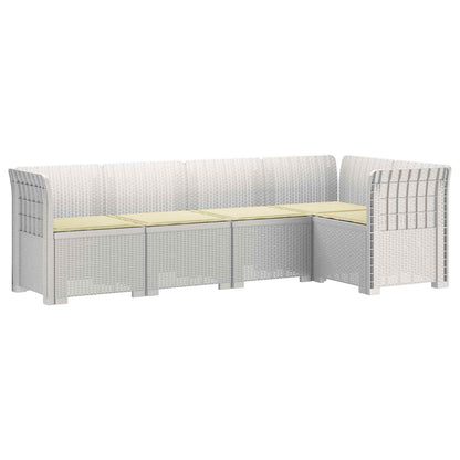 5-Zits Tuin Sofa met Kussens Rattan Look PP Wit