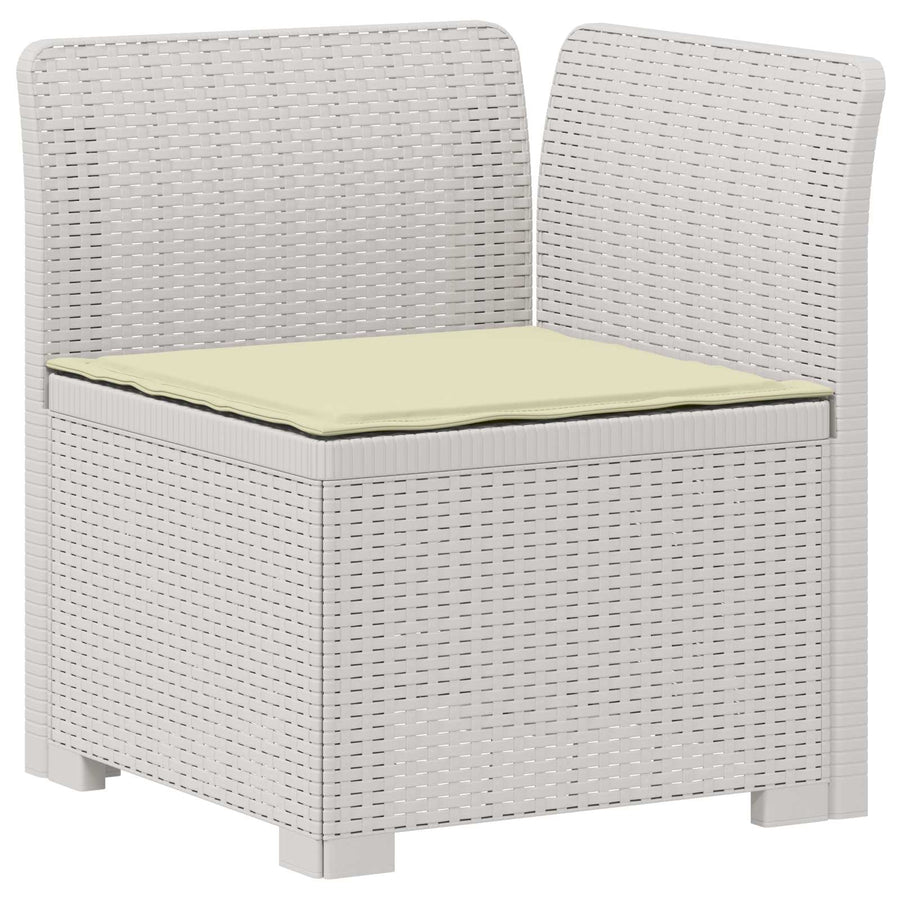 5-Zits Tuin Sofa met Kussens Rattan Look PP Wit