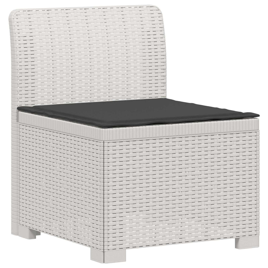 5-Zits Tuin Sofa met Kussens Rattan Look PP Wit