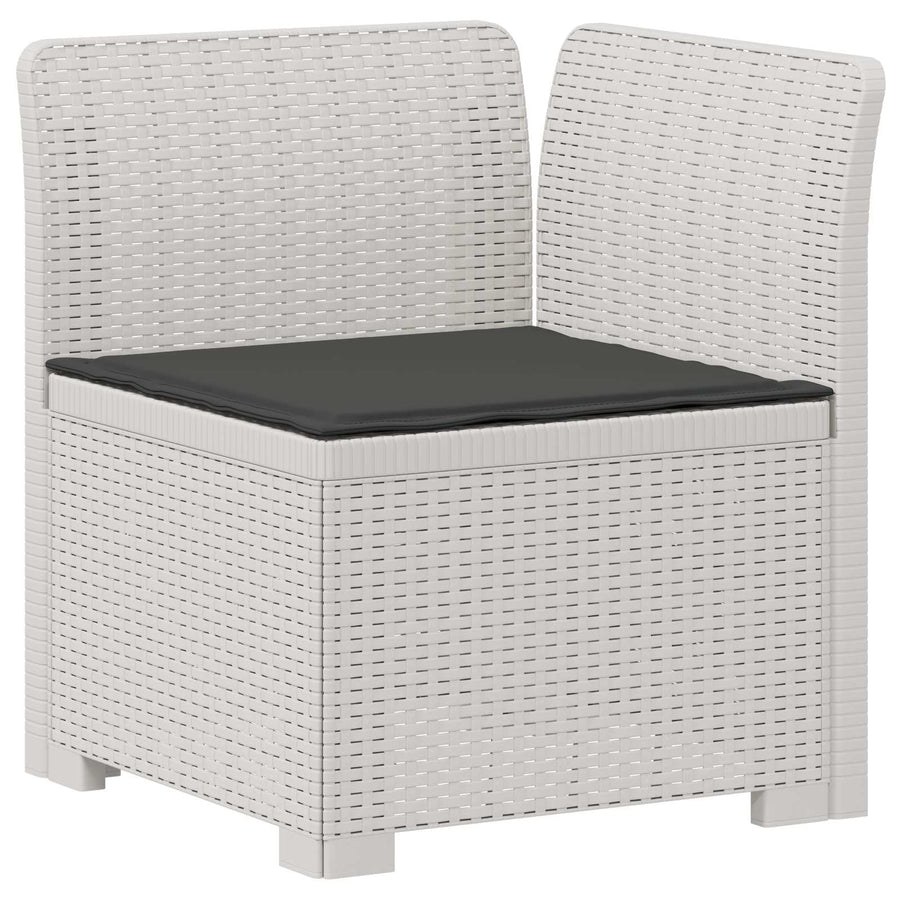 5-Zits Tuin Sofa met Kussens Rattan Look PP Wit
