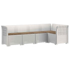 Tuinbank 5-zits PP wit met kussens taupe