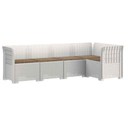 Tuinbank 5-zits PP wit met kussens taupe