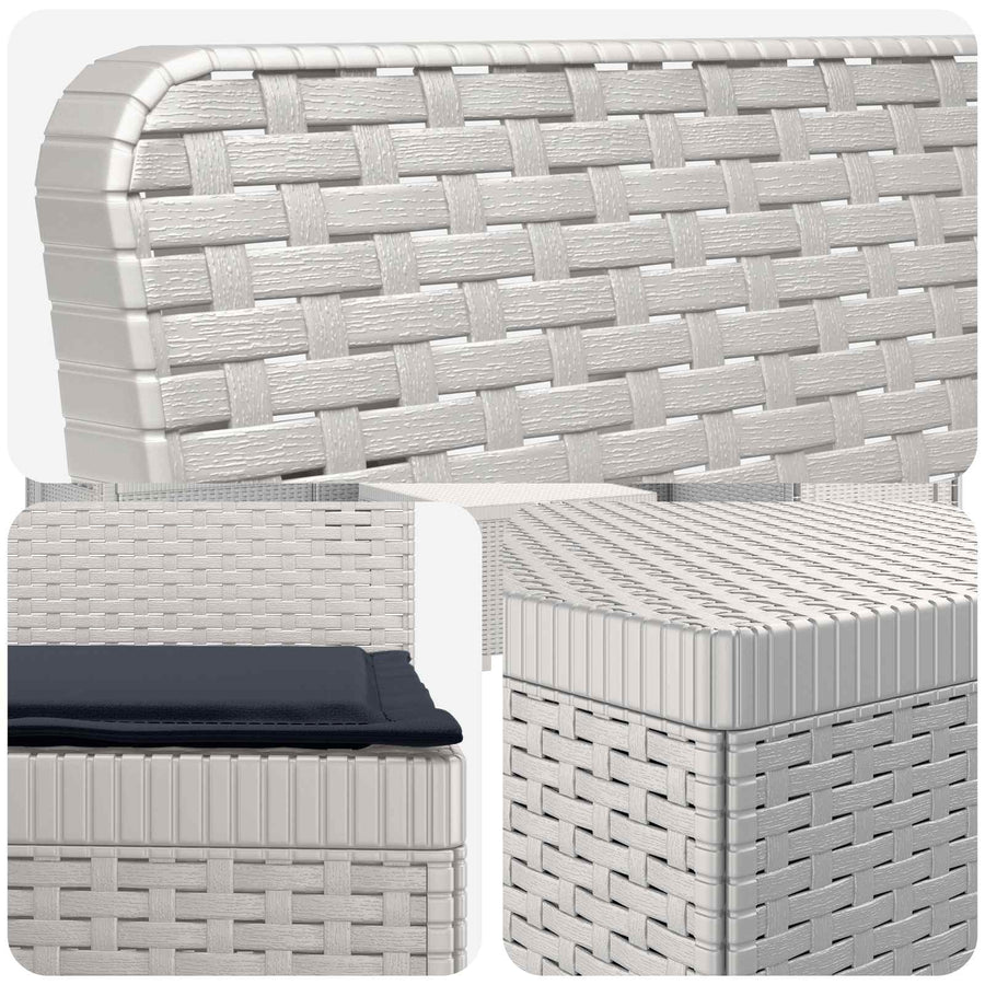 5-Zits Tuin Sofa met Kussens Rattan Look PP Wit