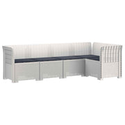 Tuinbank 5-zits rattan look PP wit
