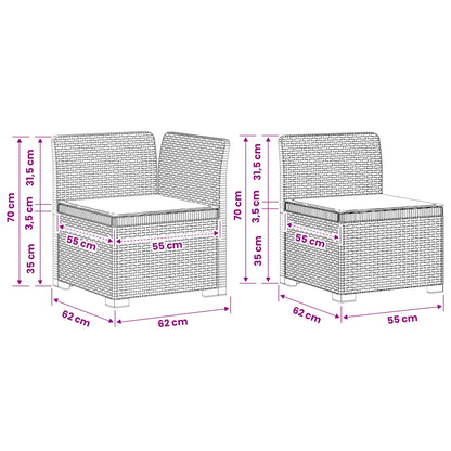5-Zits Tuin Sofa met Kussens Rattan Look PP Wit