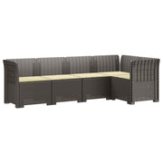 Modulaire tuinbank 5 personen lichtgrijs rotan look