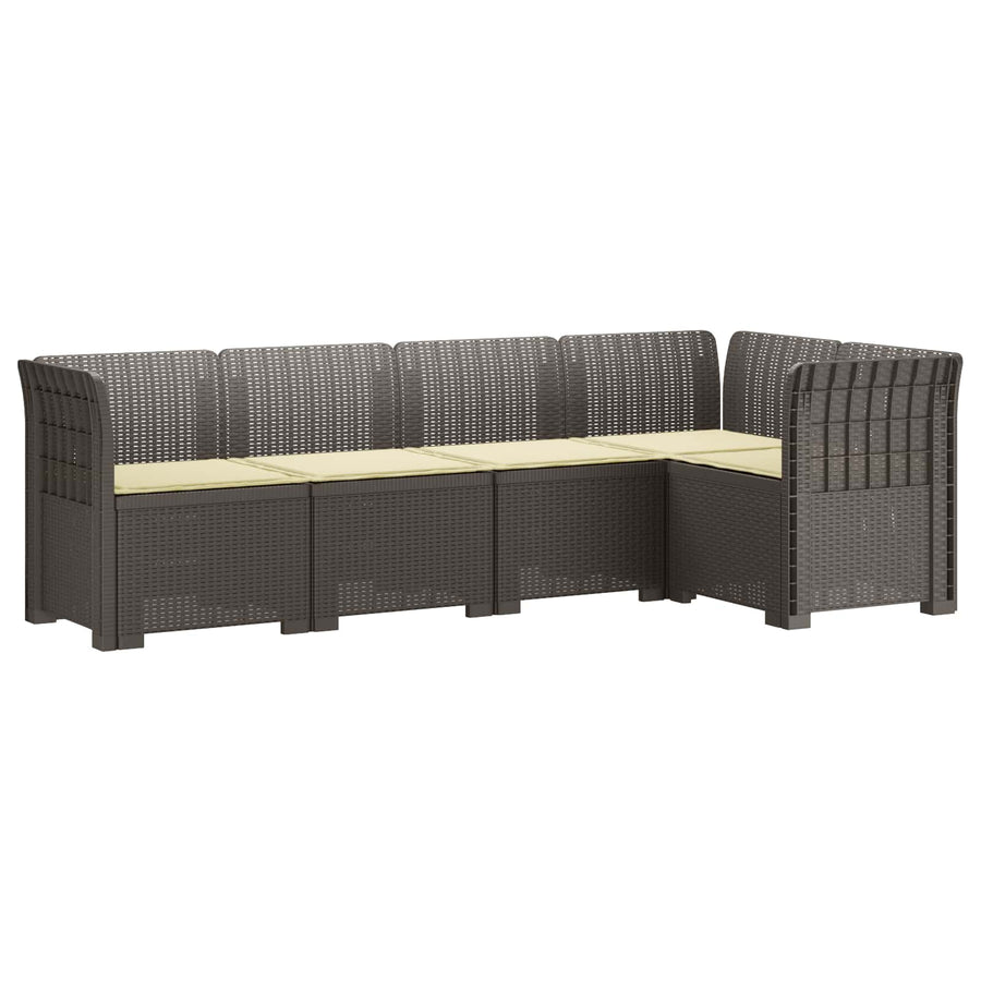5-Zits Tuin Sofa met Kussens Rattan Look PP Lichtgrijs