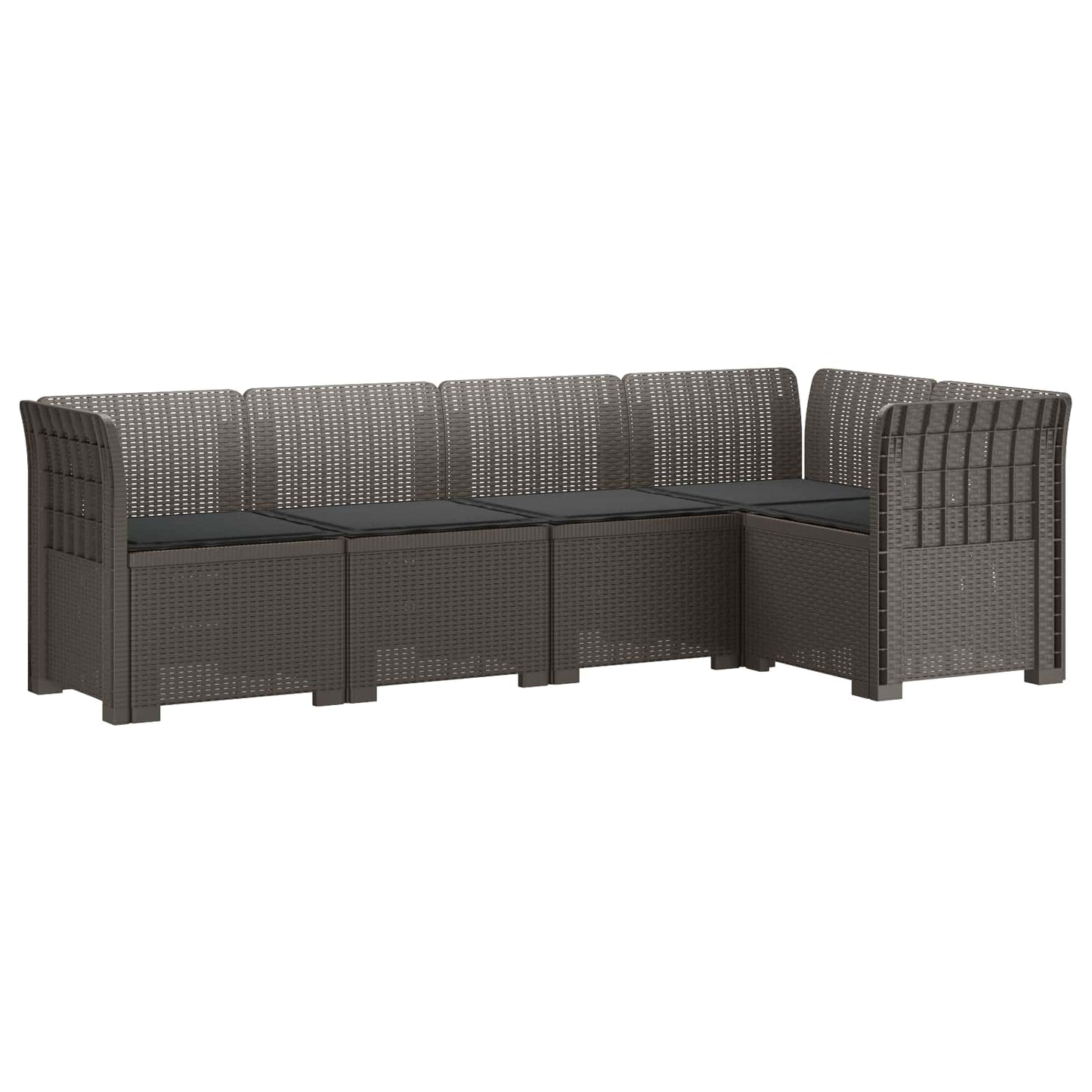 5-Zits Tuin Sofa met Kussens Rattan Look PP Lichtgrijs