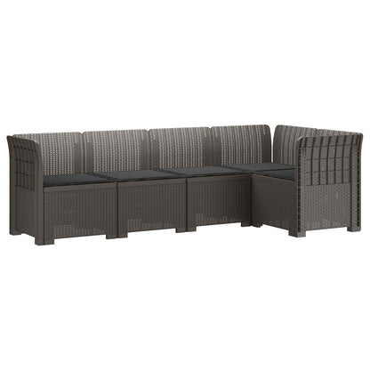 5-Zits Tuin Sofa met Kussens Rattan Look PP Lichtgrijs