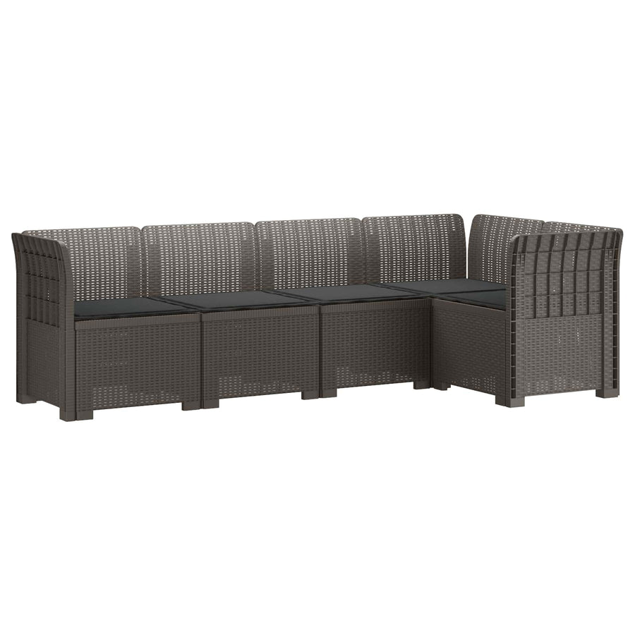 5-Zits Tuin Sofa met Kussens Rattan Look PP Lichtgrijs