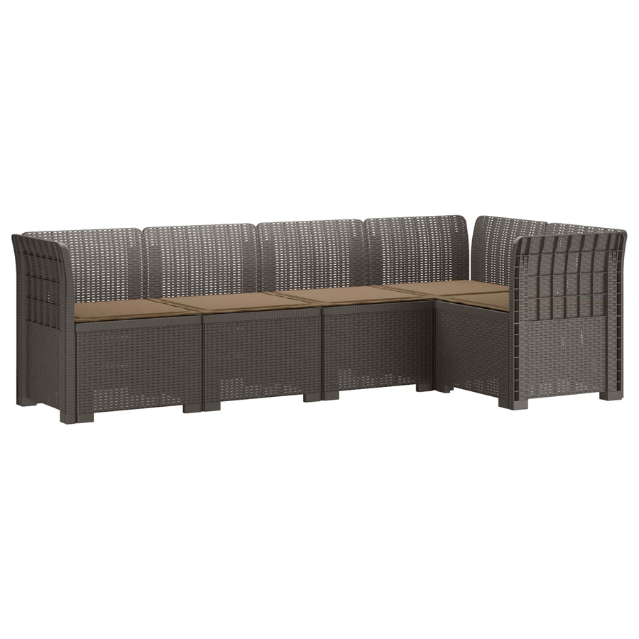 5-Zits Tuin Sofa met Kussens Rattan Look PP Lichtgrijs
