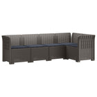 Tuinbank 5-zits rattan look PP lichtgrijs