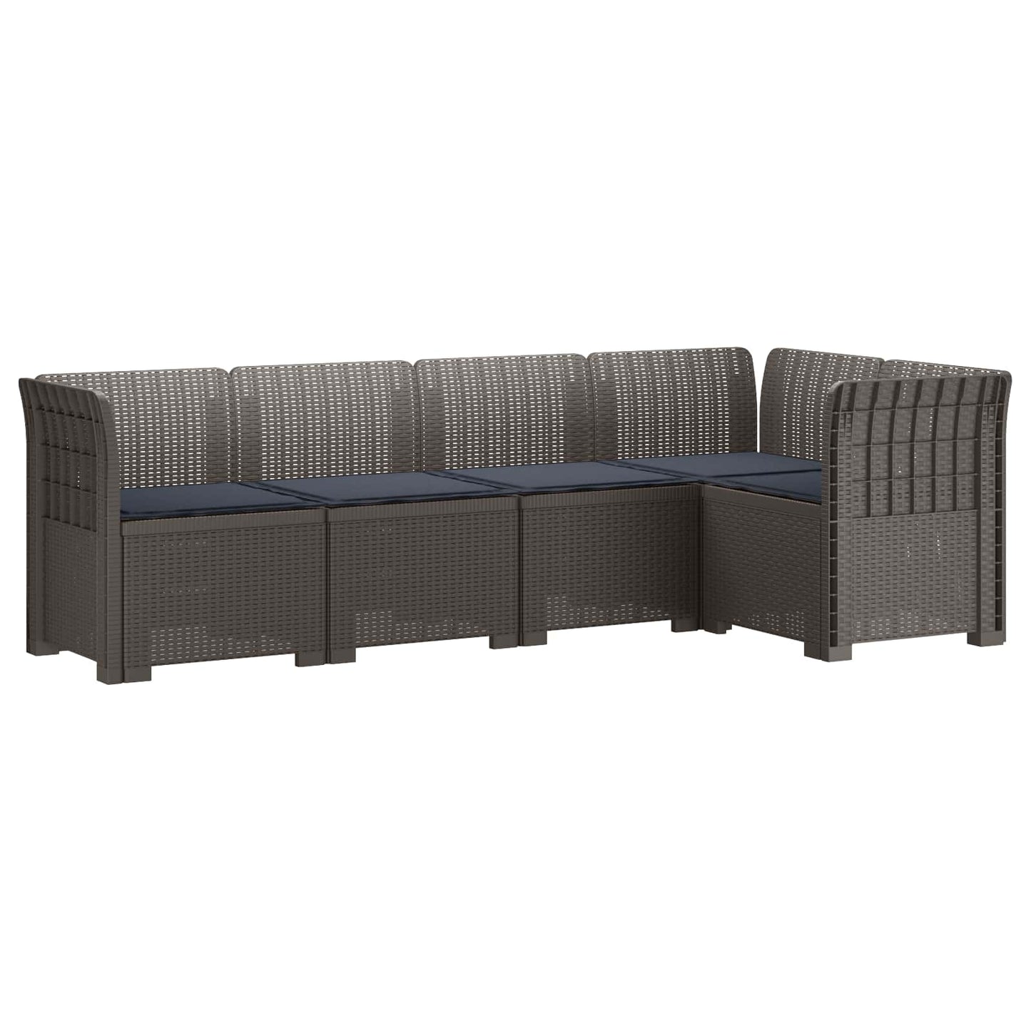 5-Zits Tuin Sofa met Kussens Rattan Look PP Lichtgrijs