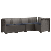 Tuinbank 5-zits rattan look PP lichtgrijs