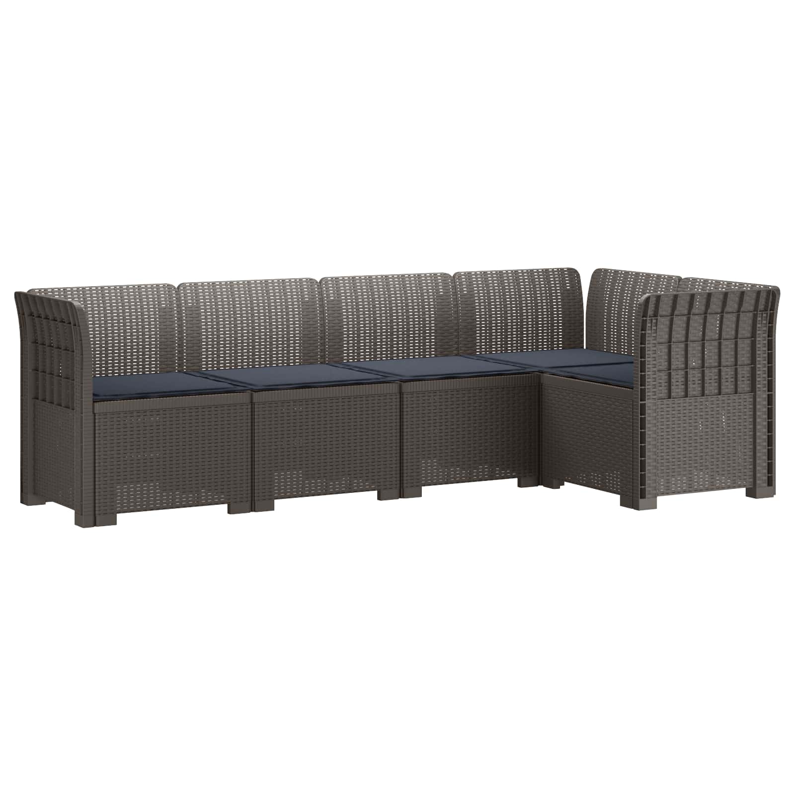 5-Zits Tuin Sofa met Kussens Rattan Look PP Lichtgrijs