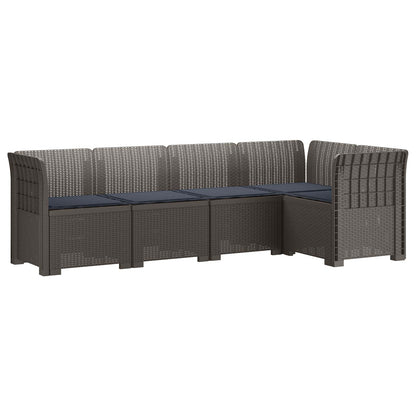 5-Zits Tuin Sofa met Kussens Rattan Look PP Lichtgrijs
