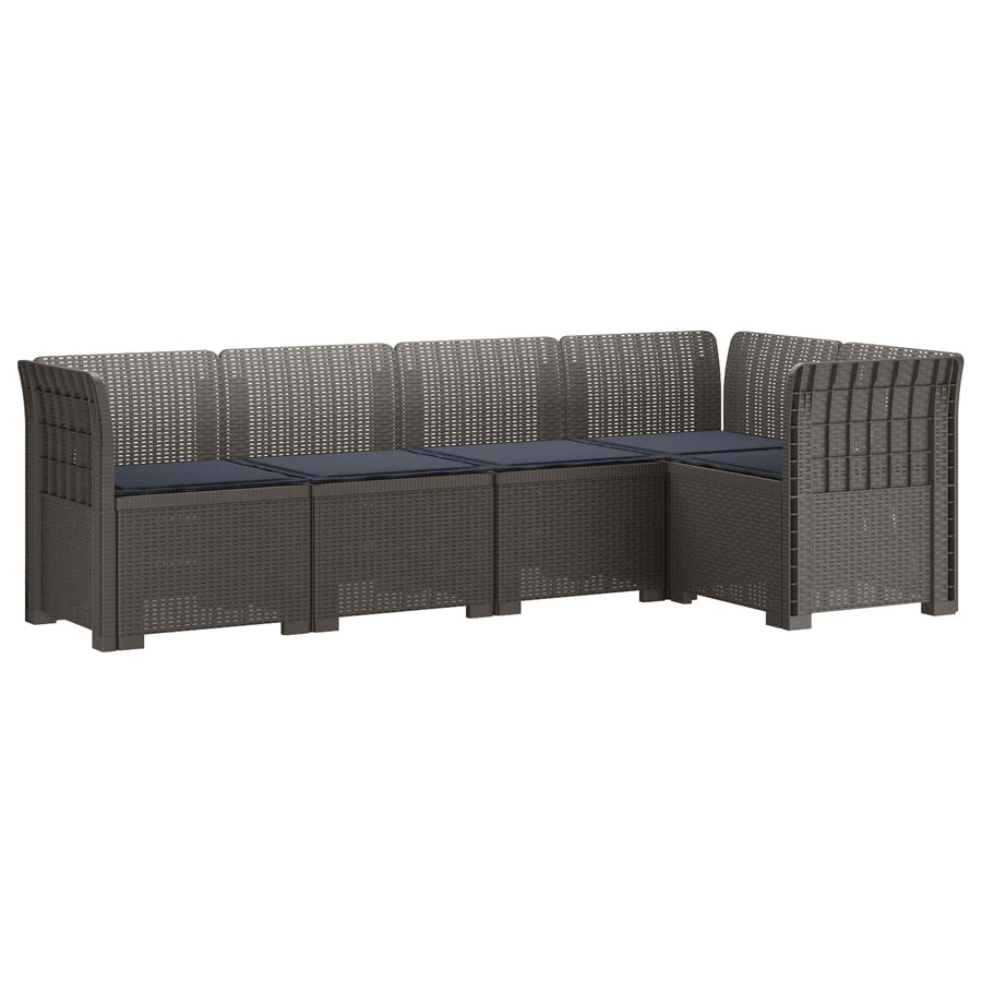 5-Zits Tuin Sofa met Kussens Rattan Look PP Lichtgrijs