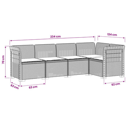 5-Zits Tuin Sofa met Kussens Rattan Look PP Lichtgrijs