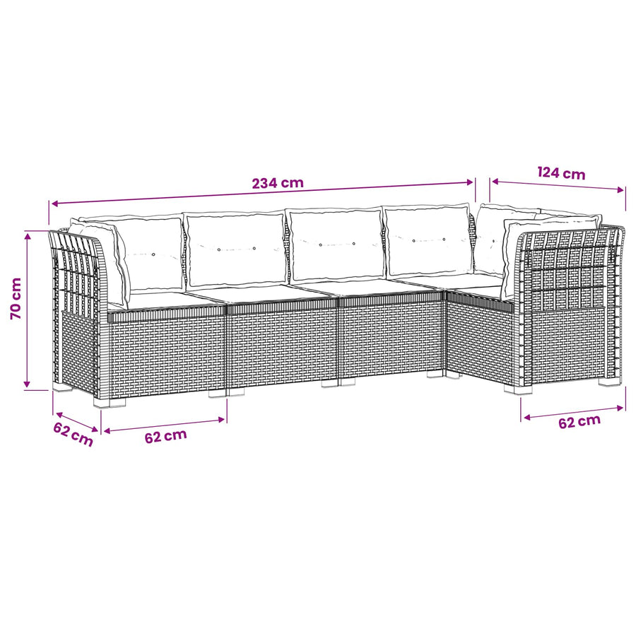 5-Zits Tuin Sofa met Kussens Rattan Look PP Antraciet