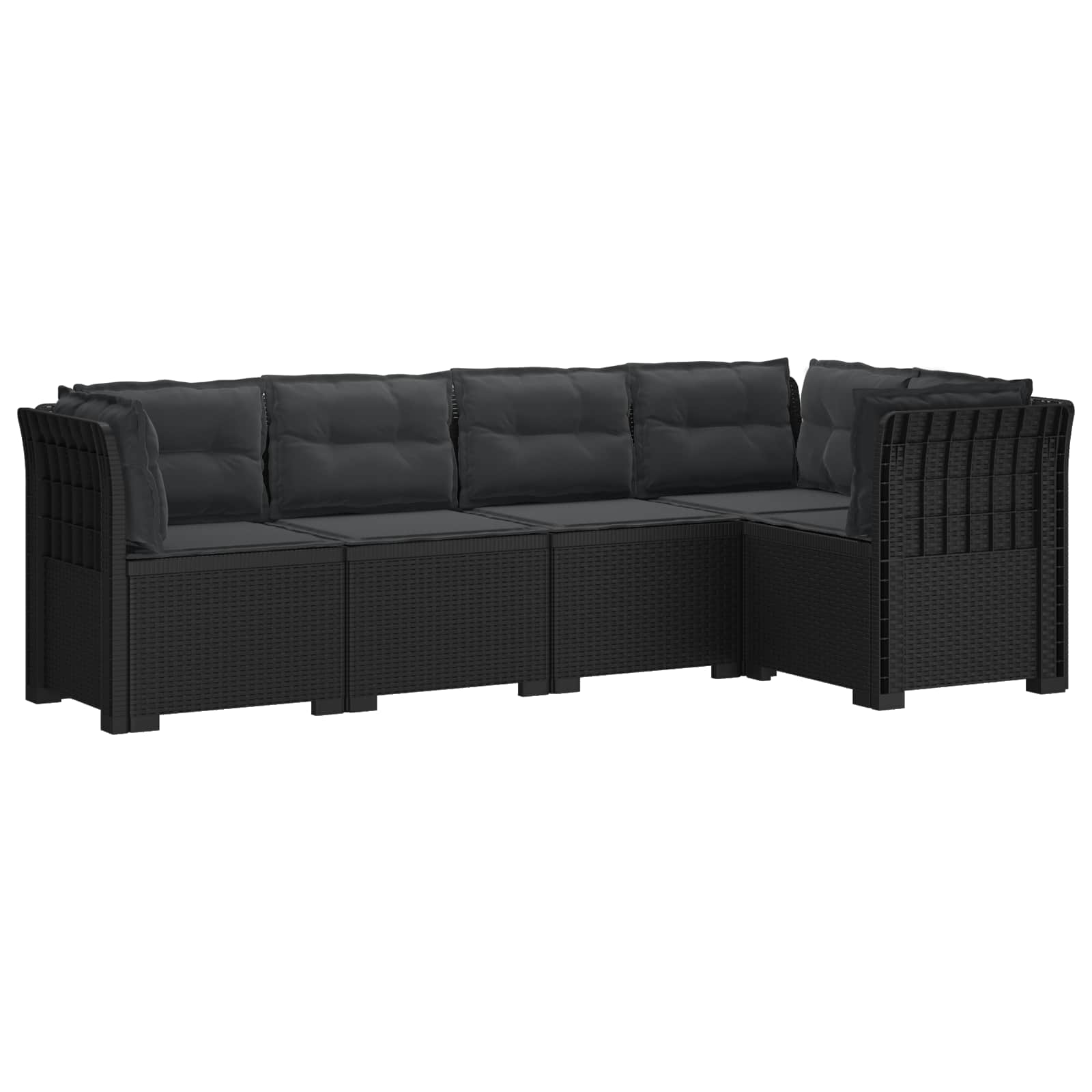 5-Zits Tuin Sofa met Kussens Rattan Look PP Antraciet