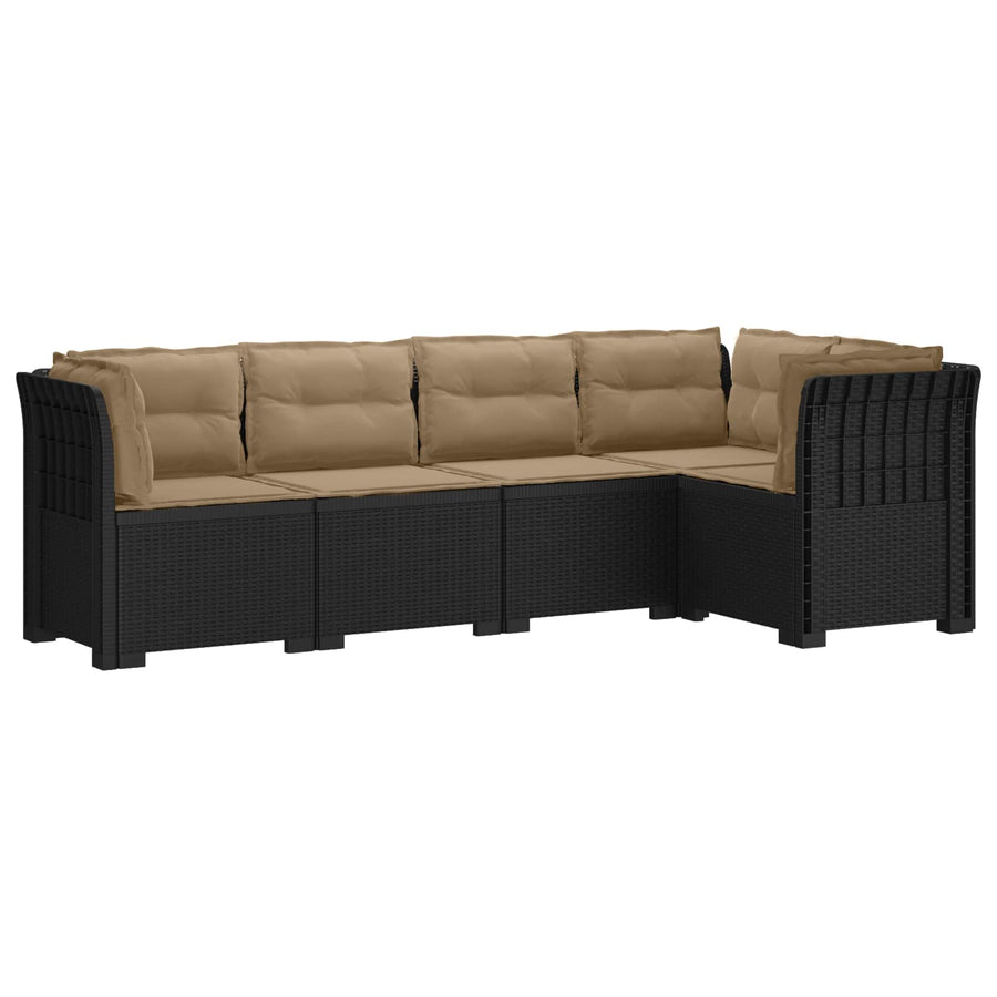5-Zits Tuin Sofa met Kussens Rattan Look PP Antraciet