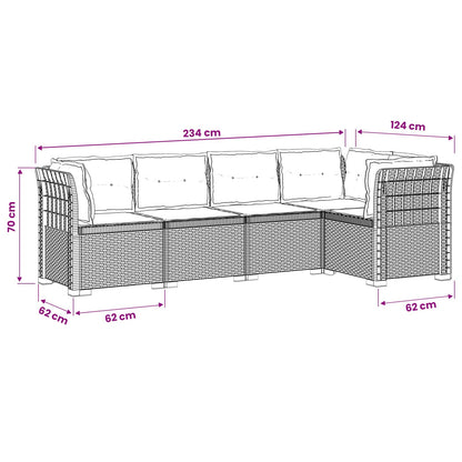 5-Zits Tuin Sofa met Kussens Rattan Look PP Antraciet