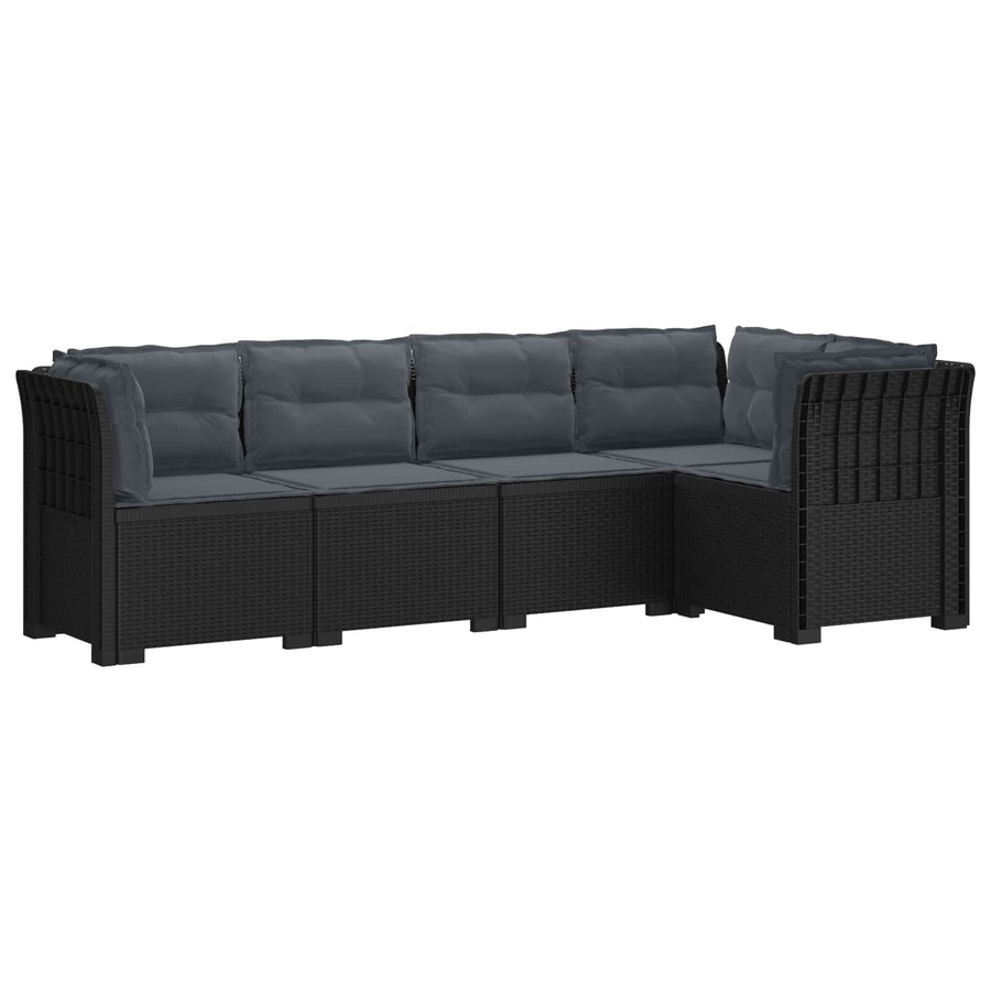 5-Zits Tuin Sofa met Kussens Rattan Look PP Antraciet