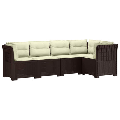 5-Zits Tuin Sofa met Kussens Rattan Look PP Bruin