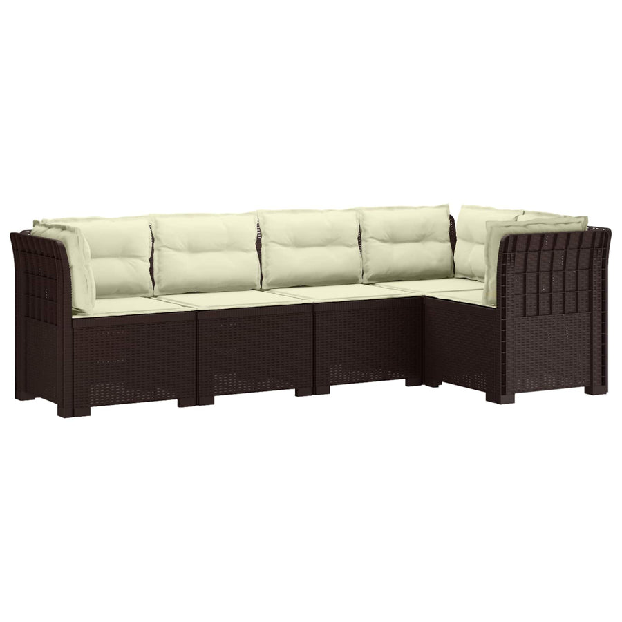 5-Zits Tuin Sofa met Kussens Rattan Look PP Bruin