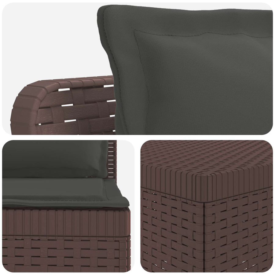 5-Zits Tuin Sofa met Kussens Rattan Look PP Bruin