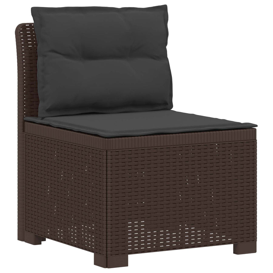 5-Zits Tuin Sofa met Kussens Rattan Look PP Bruin