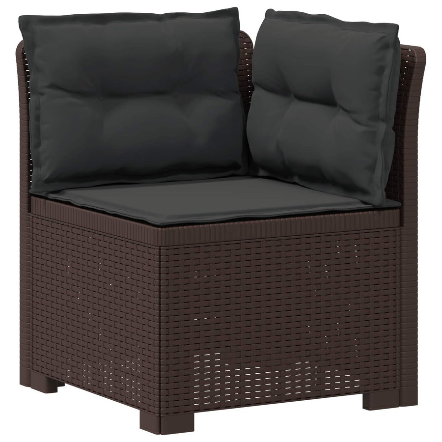 5-Zits Tuin Sofa met Kussens Rattan Look PP Bruin