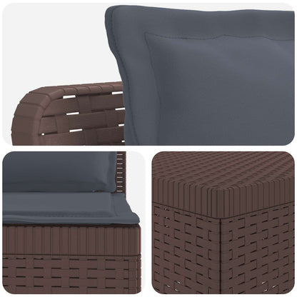 5-Zits Tuin Sofa met Kussens Rattan Look PP Bruin