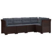 Modulaire tuinbank 5-zits rattan look bruin